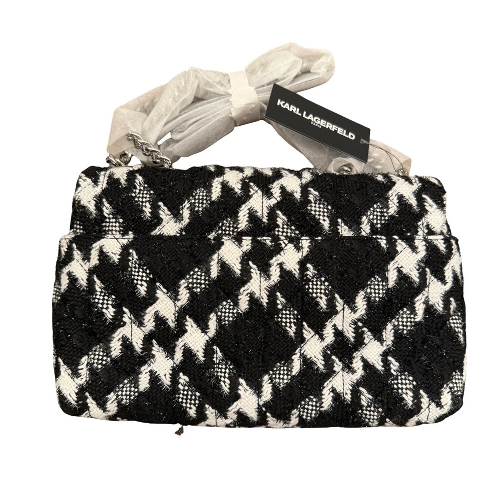 Karl Lagerfeld Paris Lafayette Black and White Tweed Crossbody Bag NWT - Picture 4 of 10